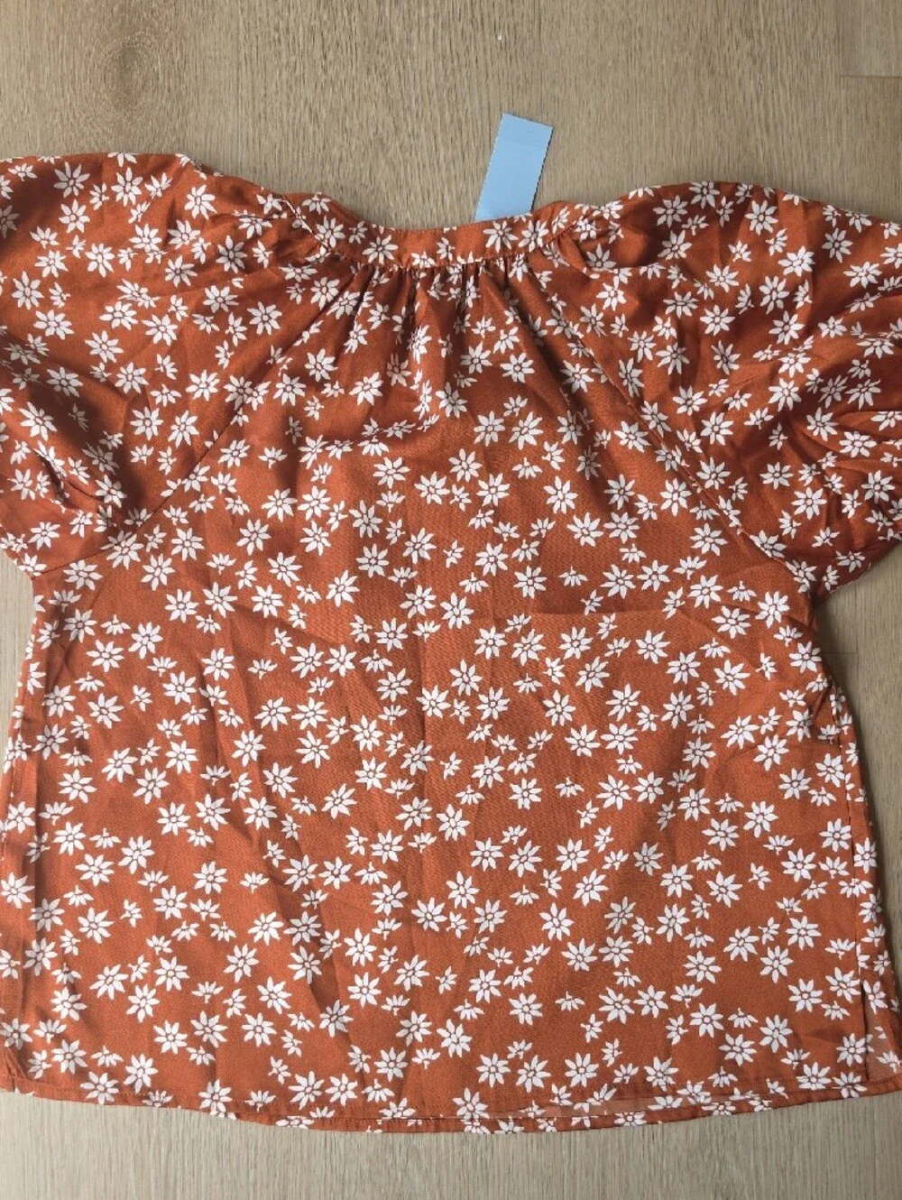 LOFT Rust Orange Floral Puff-Sleeve Blouse